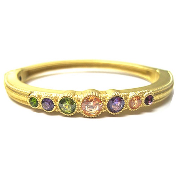 Matte Bangle with Multicolor Cubic Zirconia Station-Boutique - Picture 2 of 5
